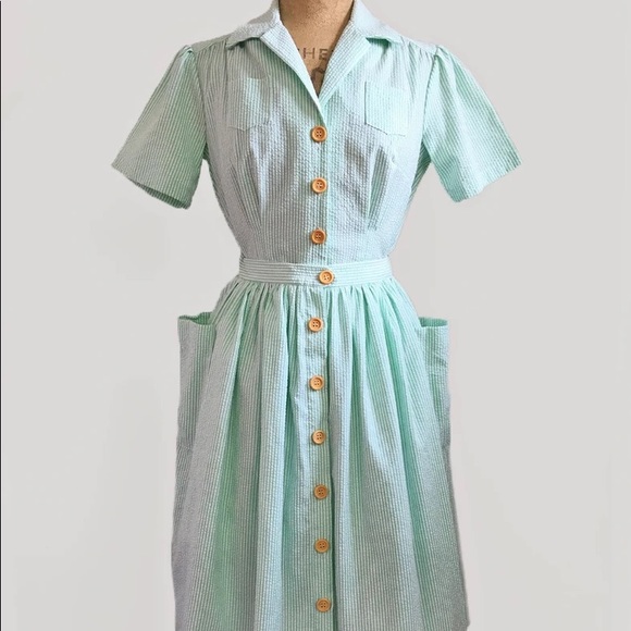 ISO: Loco Lindo Green Seersucker Playsuit Romper - Picture 4 of 4